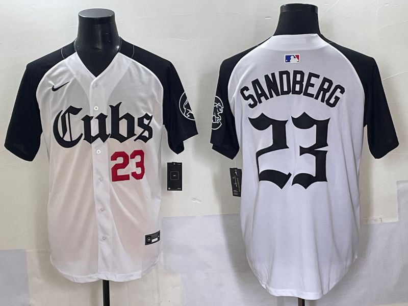 Men 2025 Chicago Cubs #23 Sandberg White black Five generations Joint Name Nike MLB Jersey style 6232